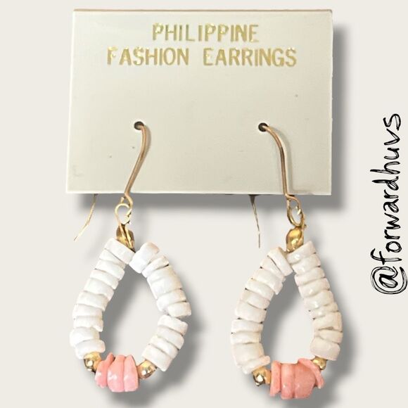 Bundle Sale 3 for $15 | Philippine Fashion Earrings – Natural Shell Teardrop Dan - Picture 1 of 6